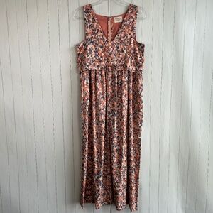 Mirth size M maxi sundress handmade sleeveless peach blue cotton fit & flare